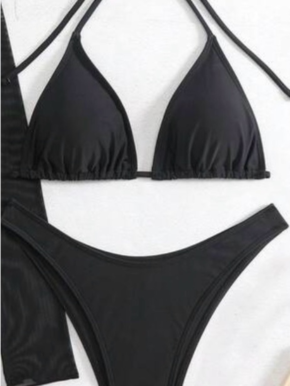 SHEIN Black Triangle String Bikini Set